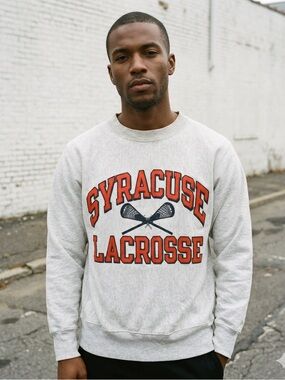 Vintage 90s Y2K Champion Reverse Weave Syracuse Lacrosse Sweatshirt Gray Size S